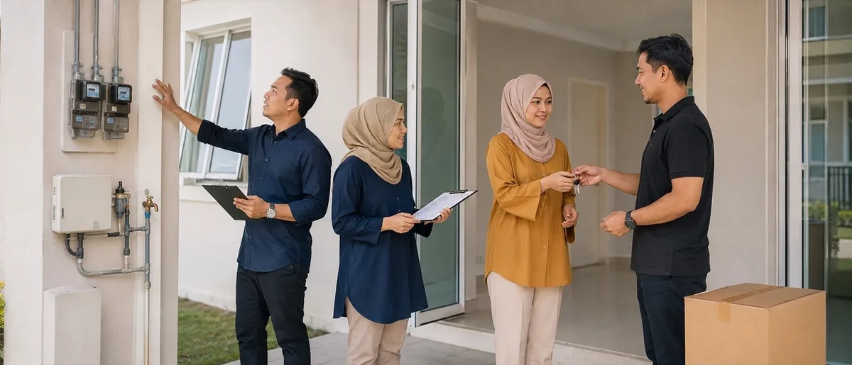 Pembeli memeriksa keadaan rumah sebelum menerima kunci daripada penjual
