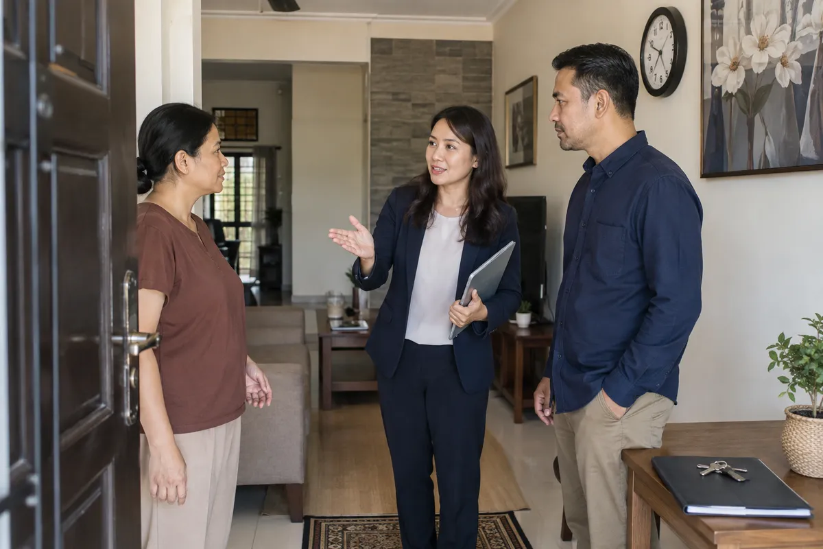 Penyewa menerima ejen dan bakal pembeli untuk sesi viewing rumah yang dijadualkan